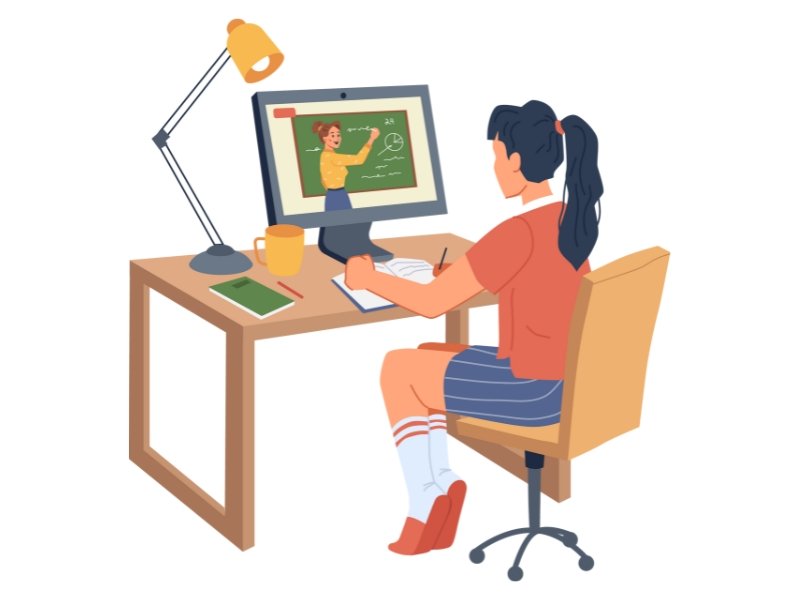 alumna en examen online