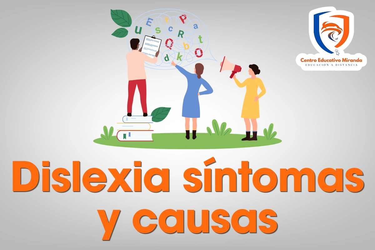 Infografía que resume los síntomas, causas y adaptaciones escolares para niños con dislexia