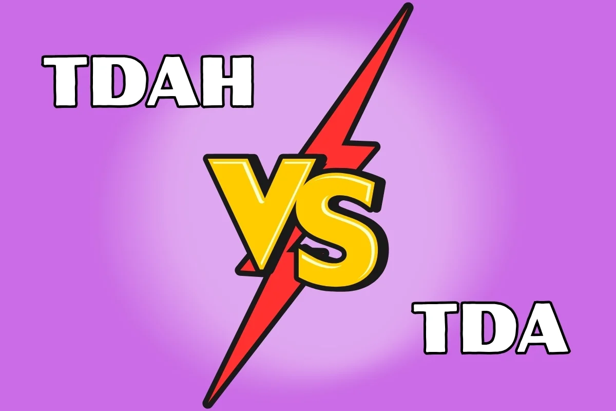Comparativa entre dos estudiantes representando la inatención del TDA y la hiperactividad del TDAH en el salón de clases