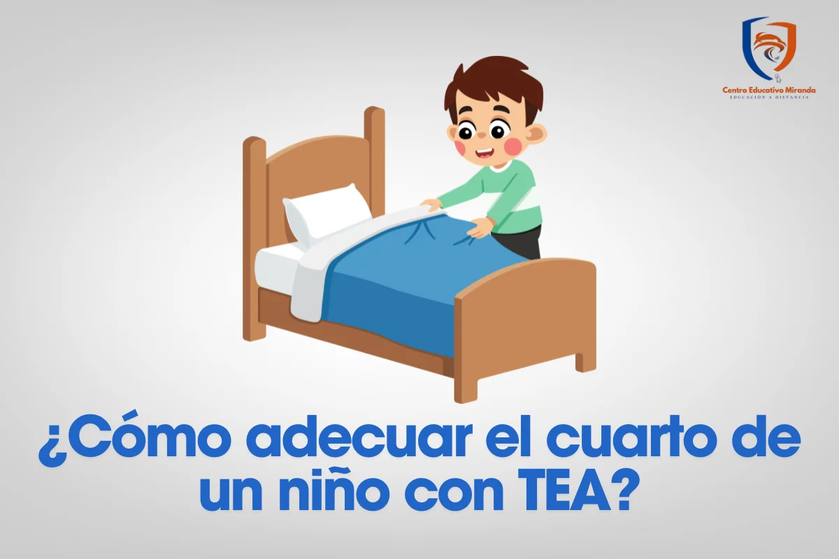 Dormitorio infantil organizado con contenedores opacos etiquetados con pictogramas y paleta de colores neutros
